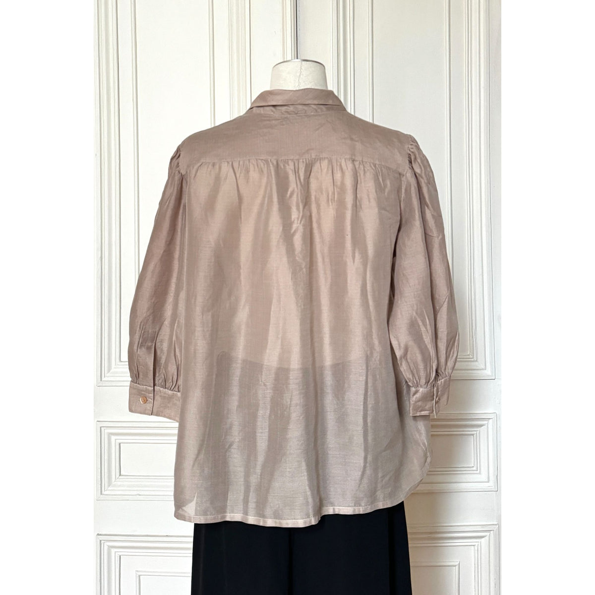 Vintage Taupe Raw Silk Blouse