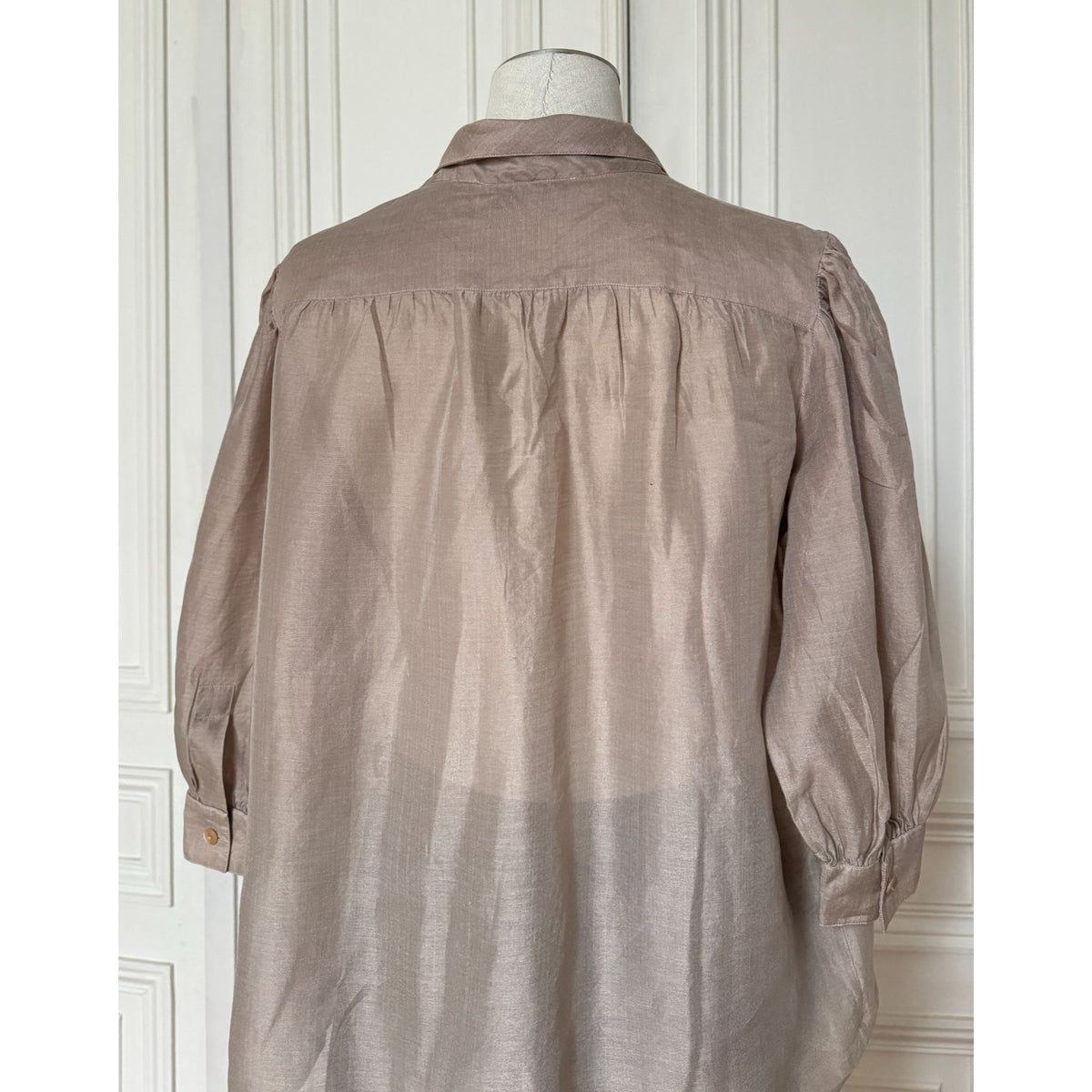 Vintage Taupe Raw Silk Blouse