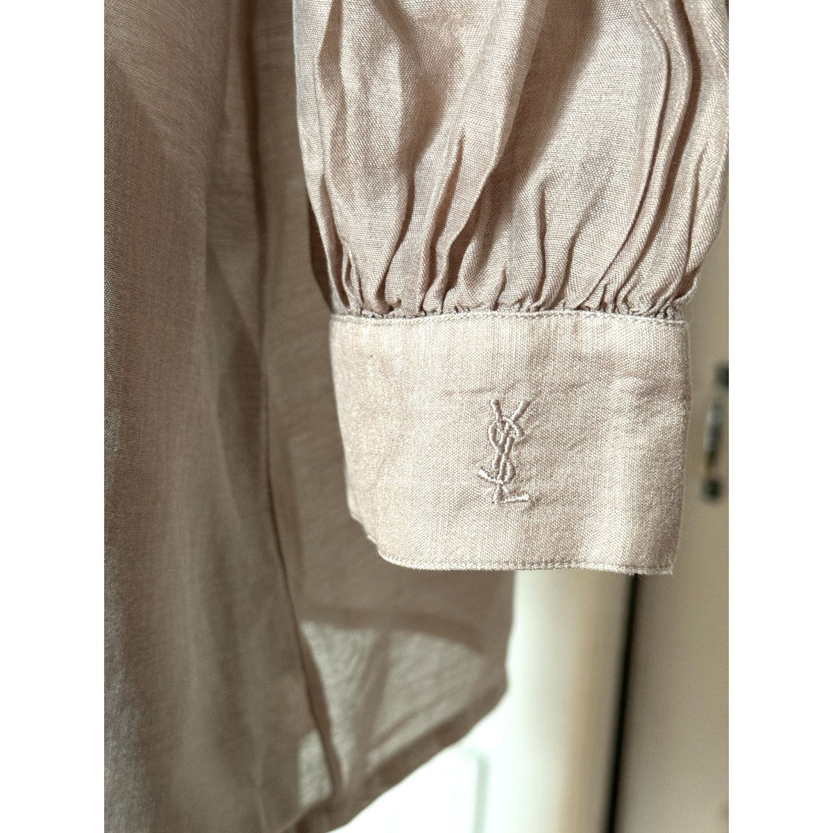 Vintage Taupe Raw Silk Blouse