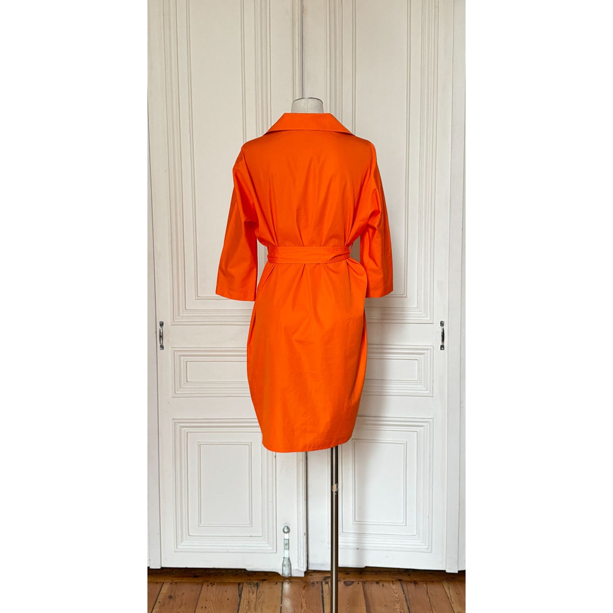 Hermes by Christophe Lemaire Orange Belted Cotton Dress