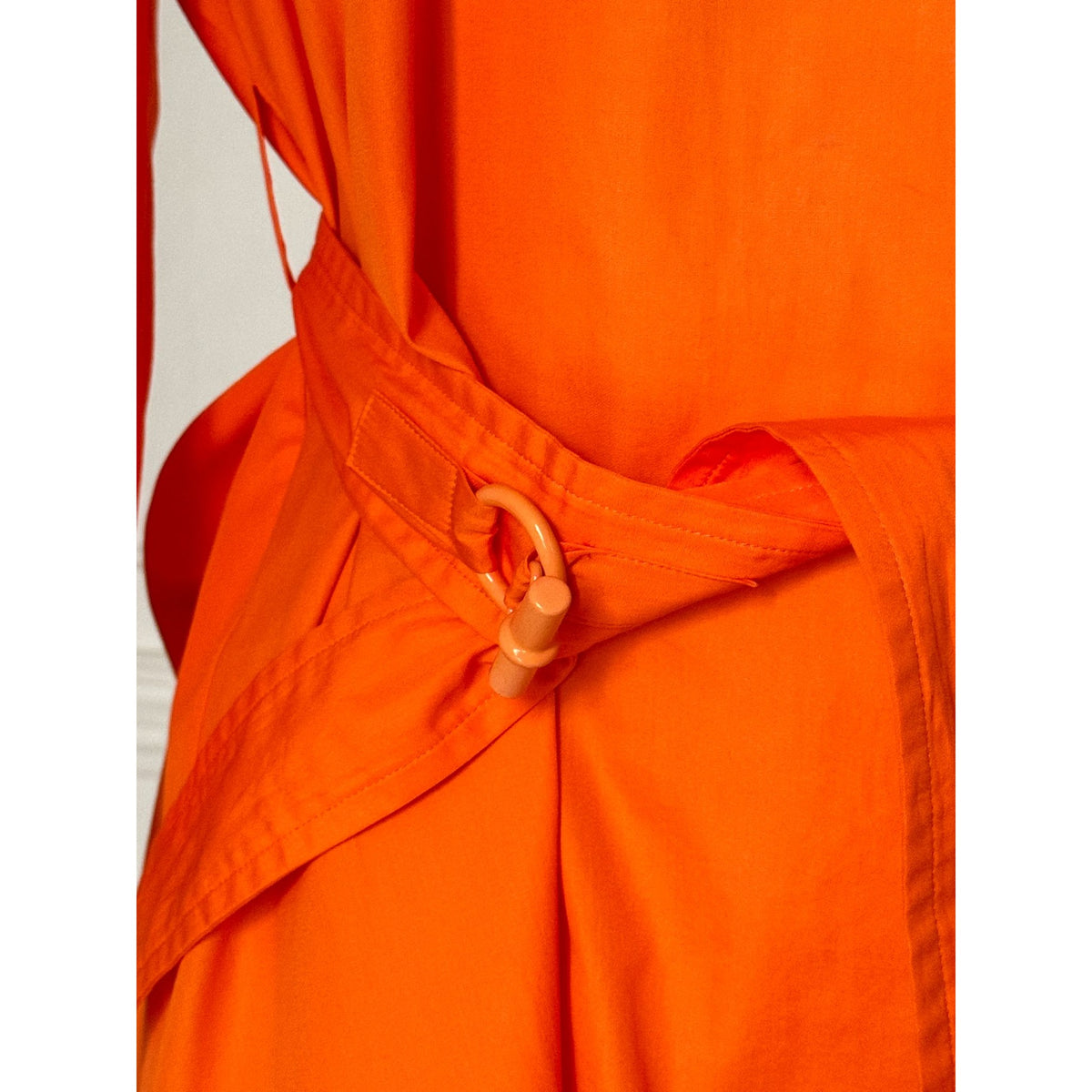 Hermes by Christophe Lemaire Orange Belted Cotton Dress