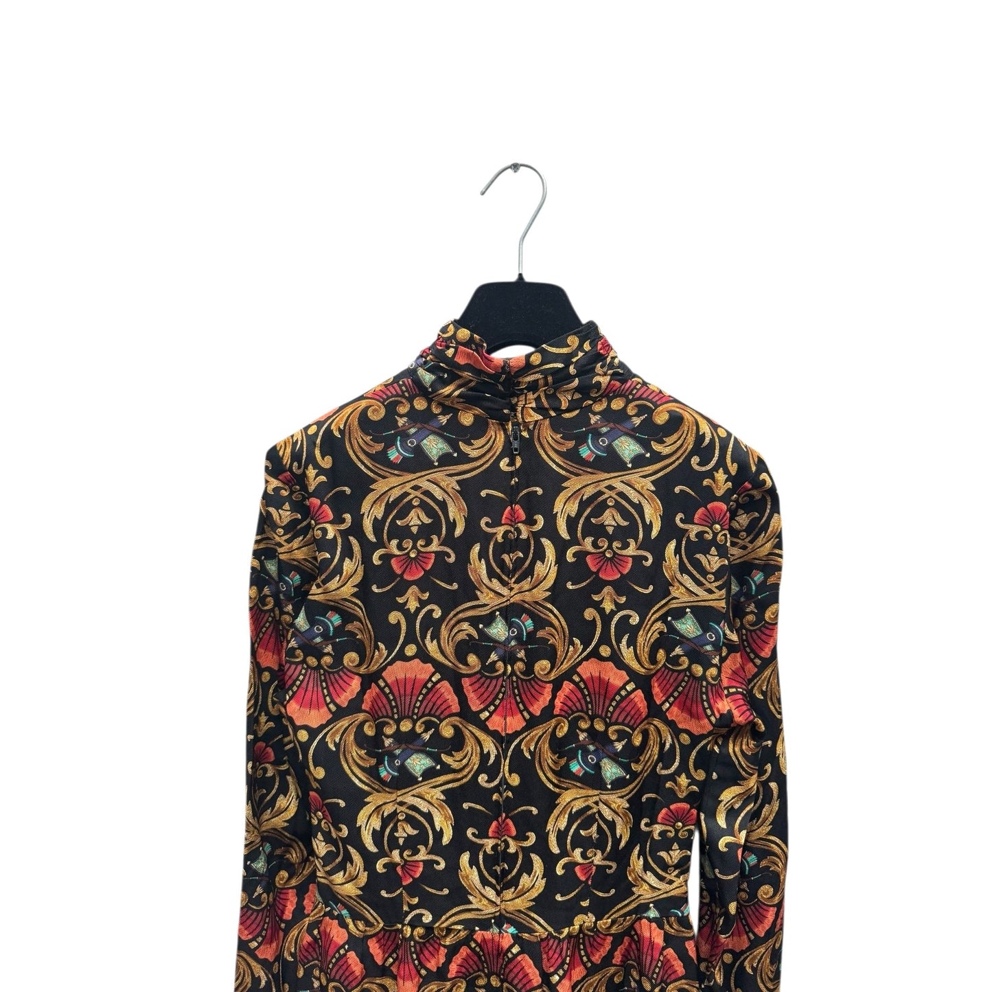Vintage Baroque Print Silk Dress