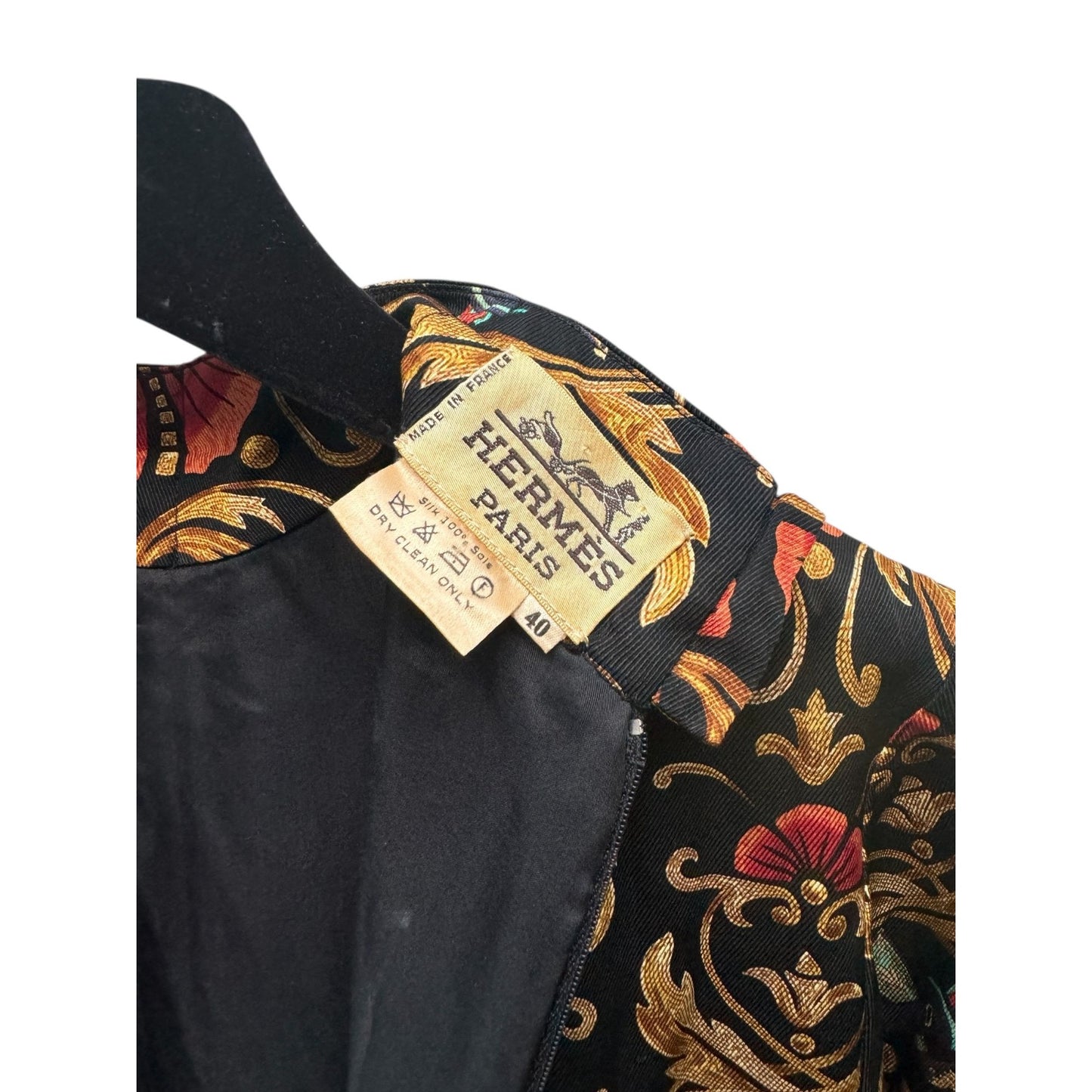 Vintage Baroque Print Silk Dress