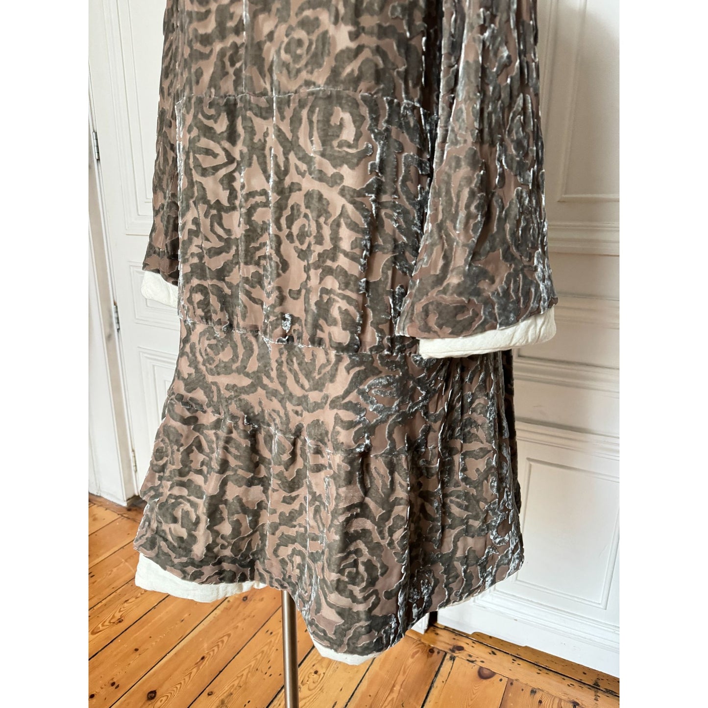 FW 1996 Grey Floral Burnout Velvet Dress