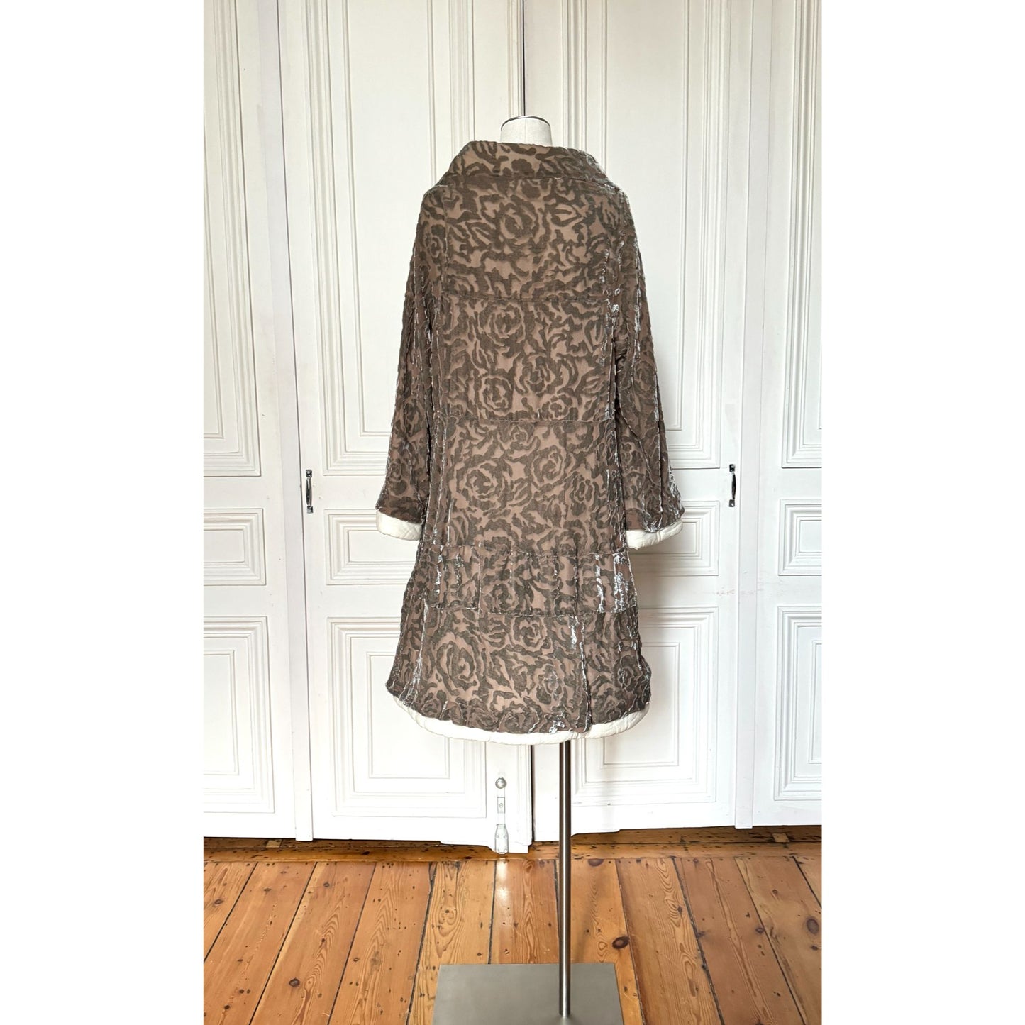 FW 1996 Grey Floral Burnout Velvet Dress