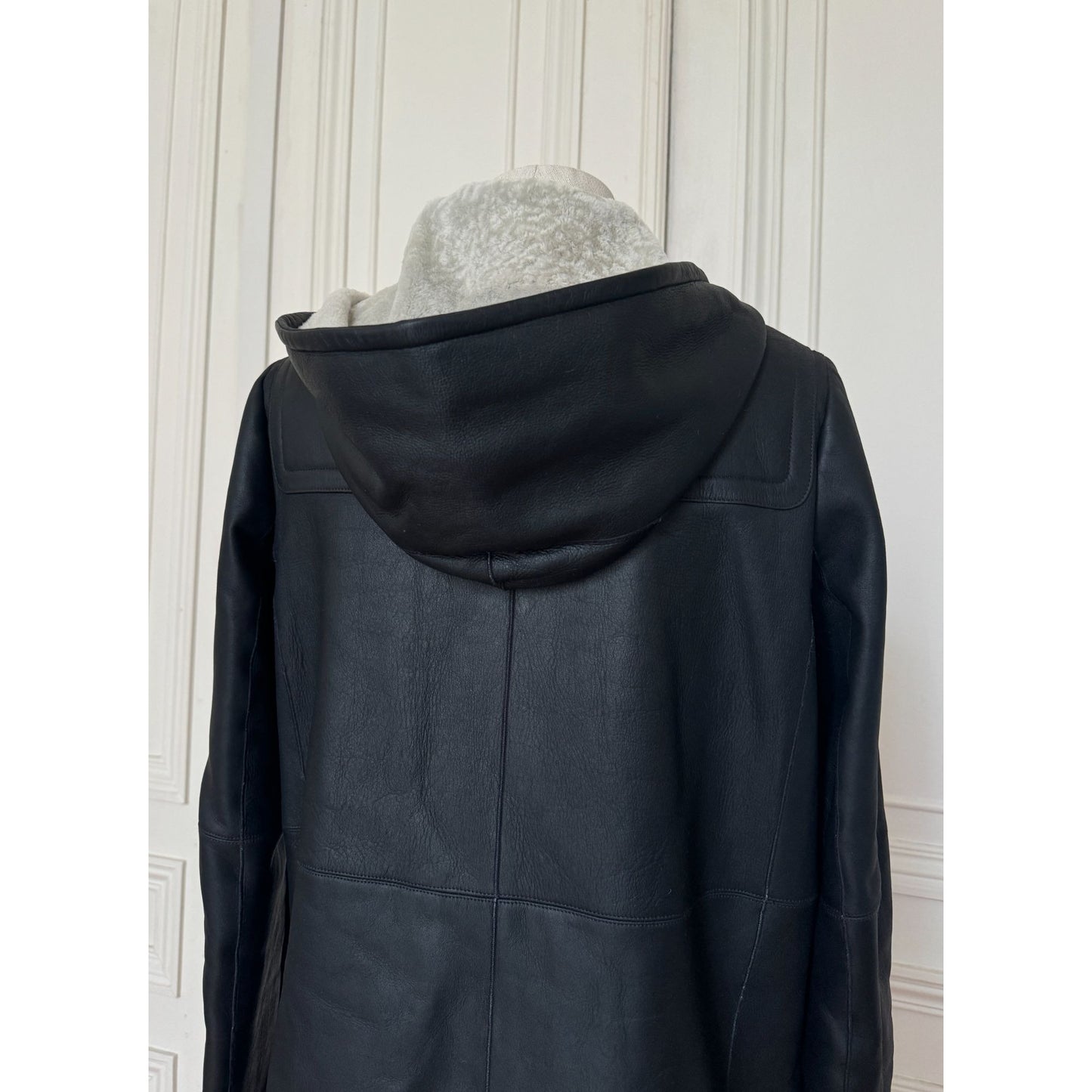 2012 Black Lambskin Fur Duffle Coat