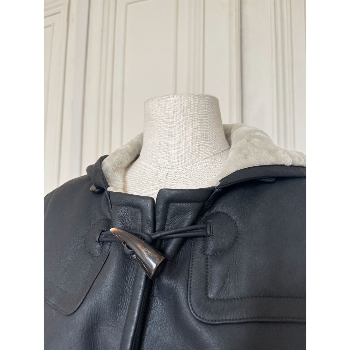 2012 Black Lambskin Fur Duffle Coat