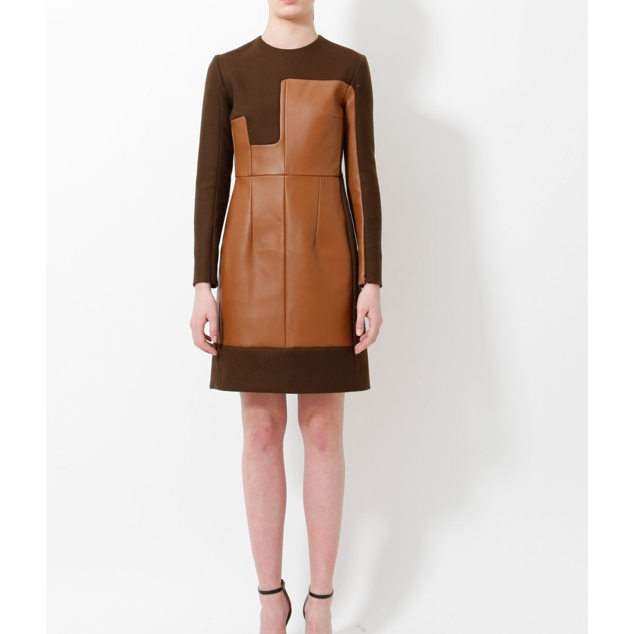 FW 2011 Brown Wool & Buffalo Leather Dress