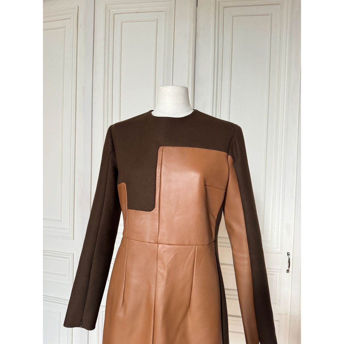 FW 2011 Brown Wool & Buffalo Leather Dress