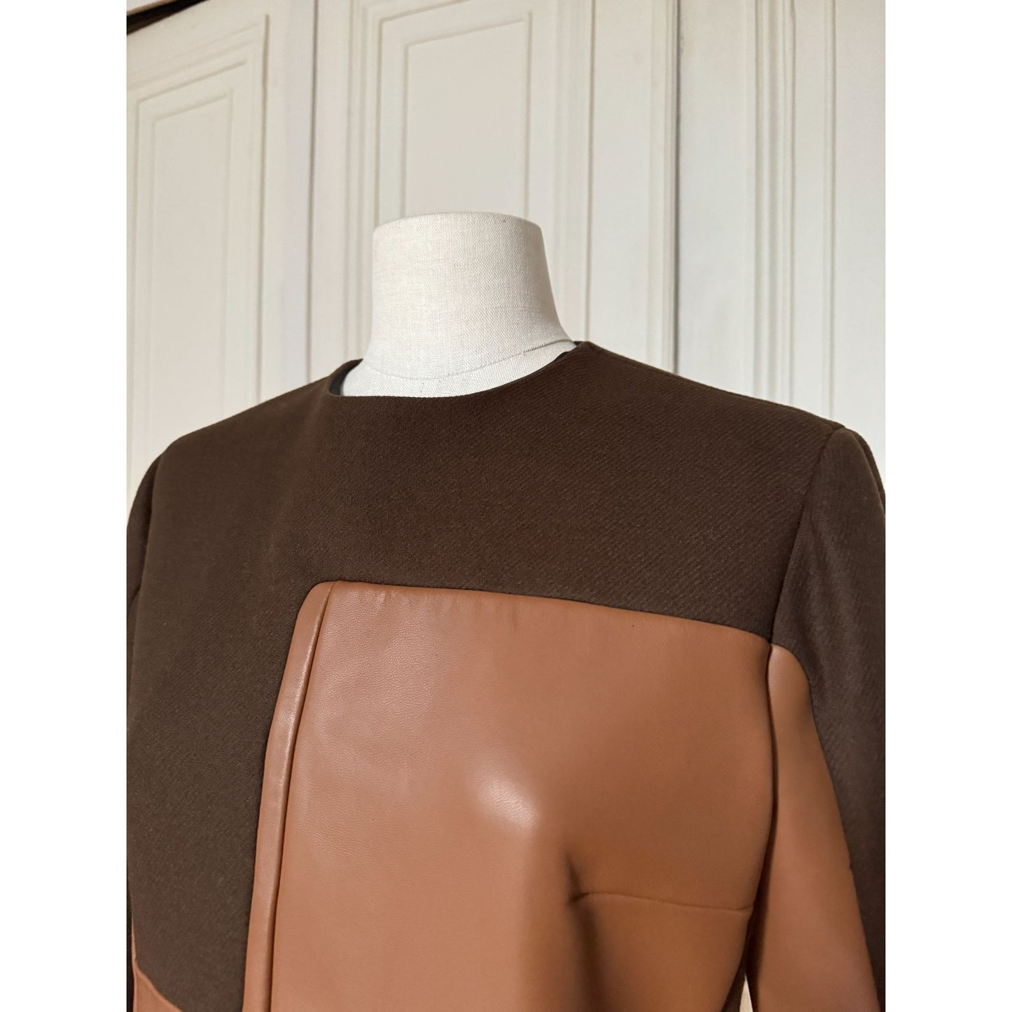 FW 2011 Brown Wool & Buffalo Leather Dress