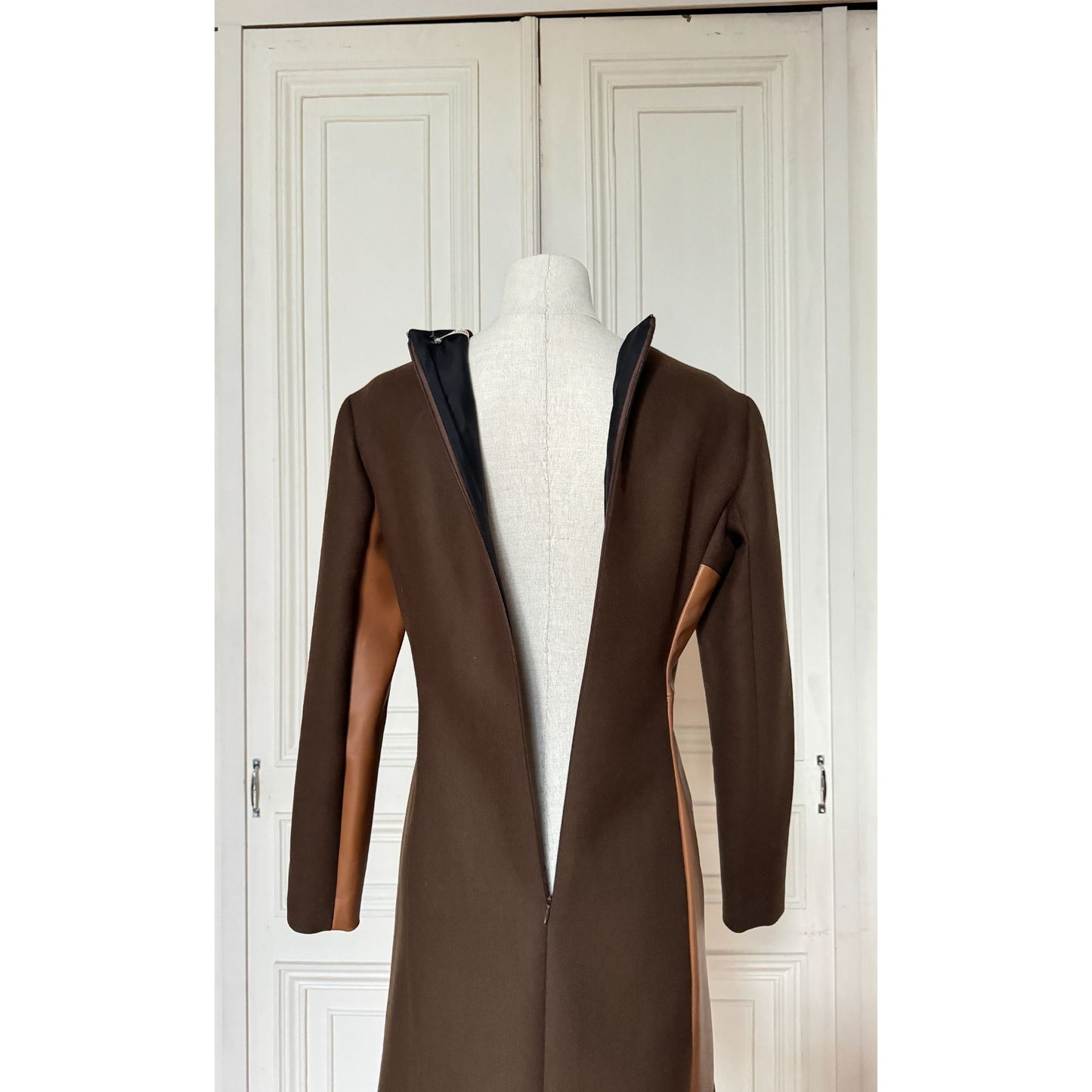 FW 2011 Brown Wool & Buffalo Leather Dress