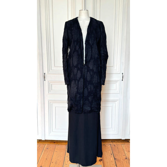 Black Textured Long Coat