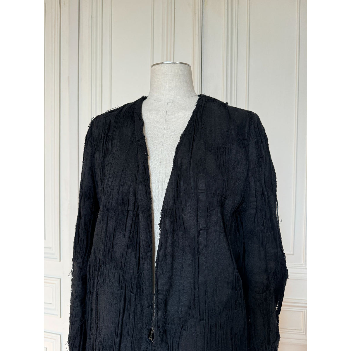 Black Textured Long Coat