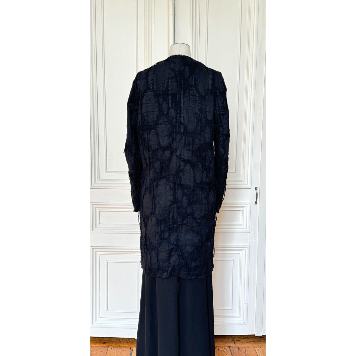Black Textured Long Coat