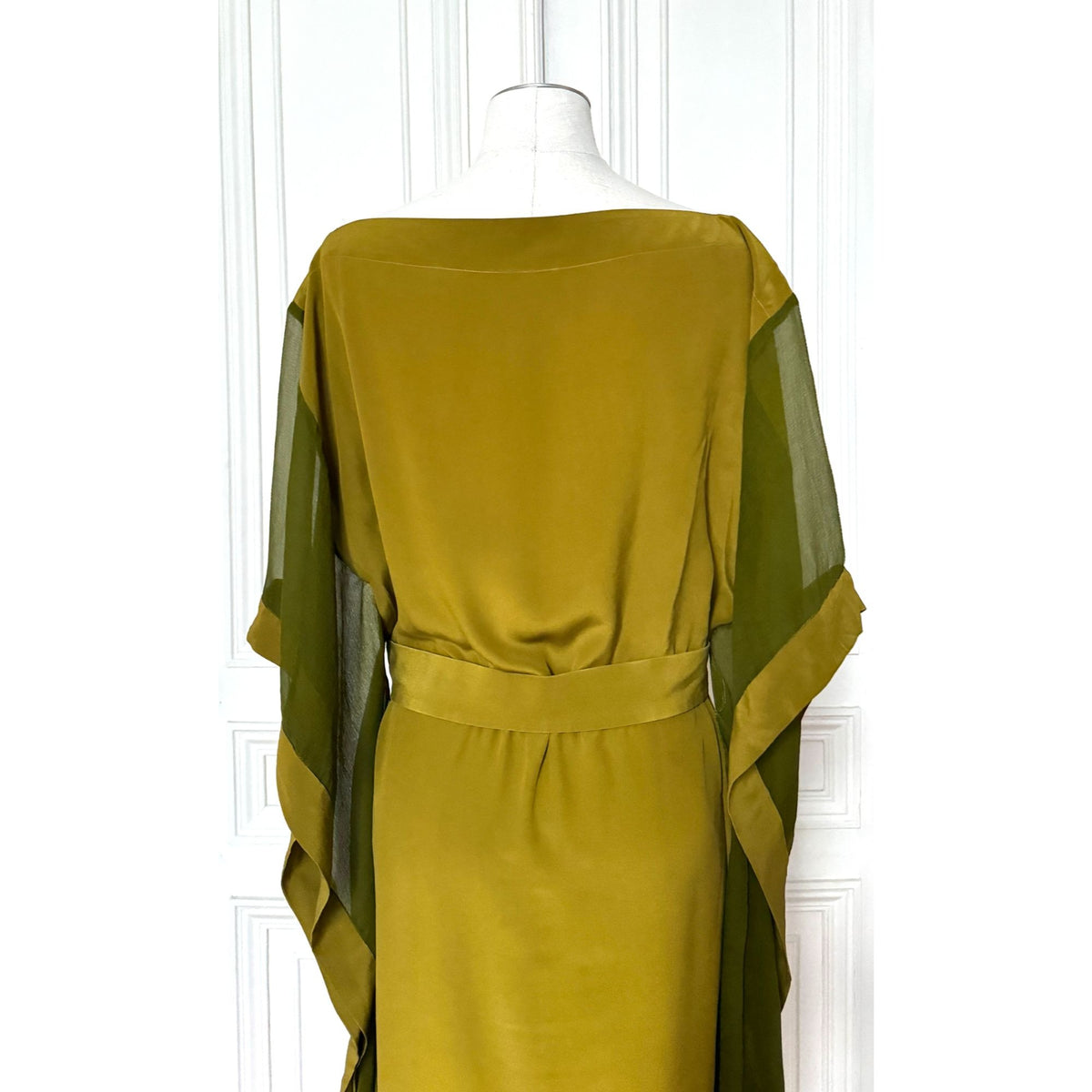Jean Paul Gaultier Khaki Green Silk Draped Belted Dress