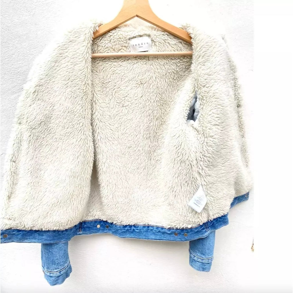 Lightwash Denim shearling jacket Sherpa Lined