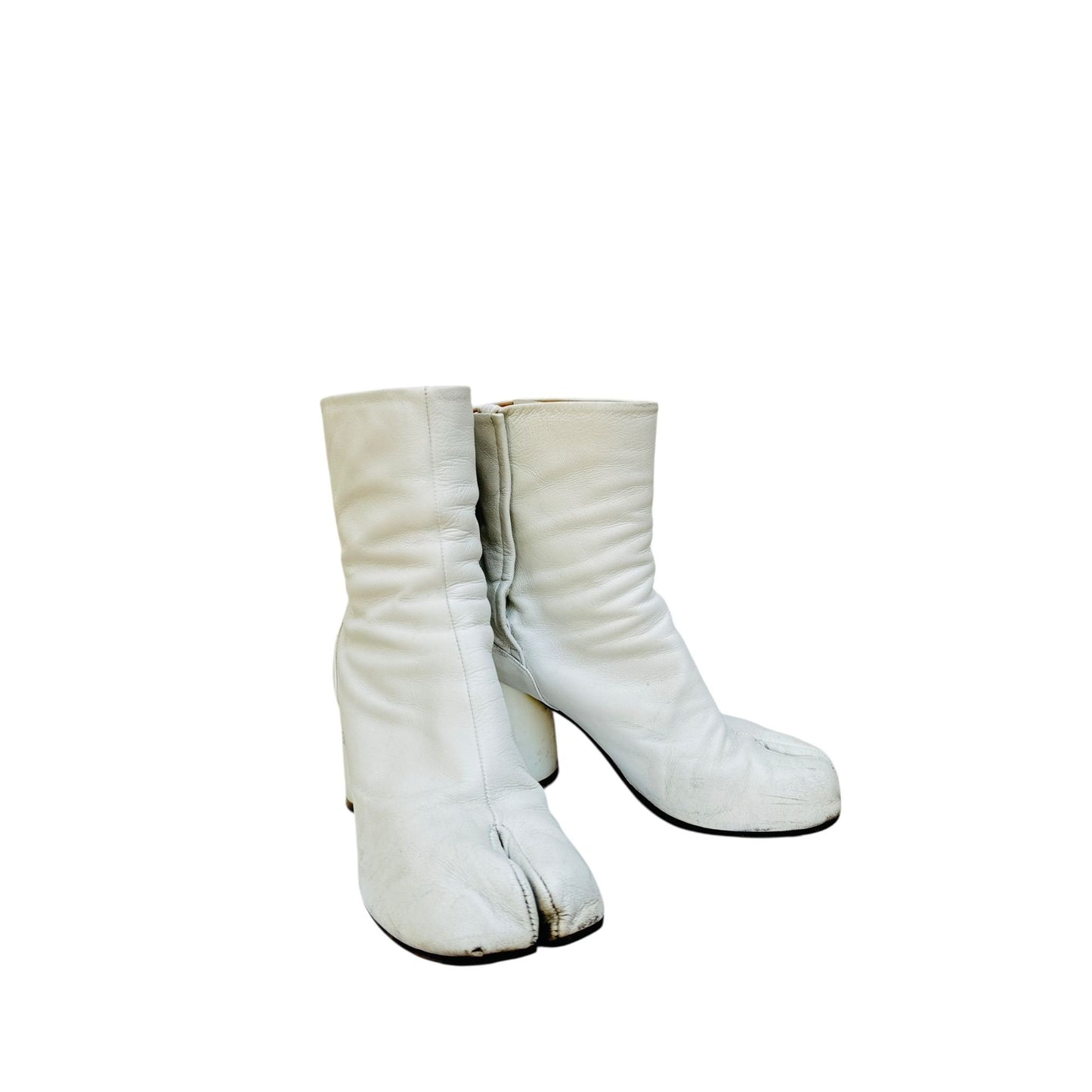 White Leather Tabi Boots