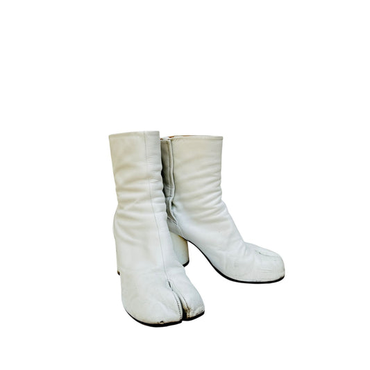 White Leather Tabi Boots