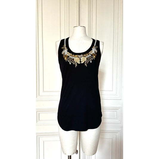 Navy Skulls Embellished Top