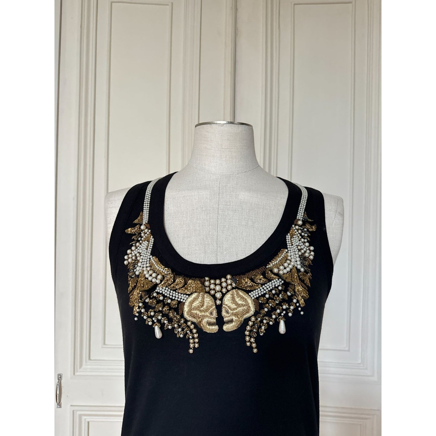 Navy Skulls Embellished Top