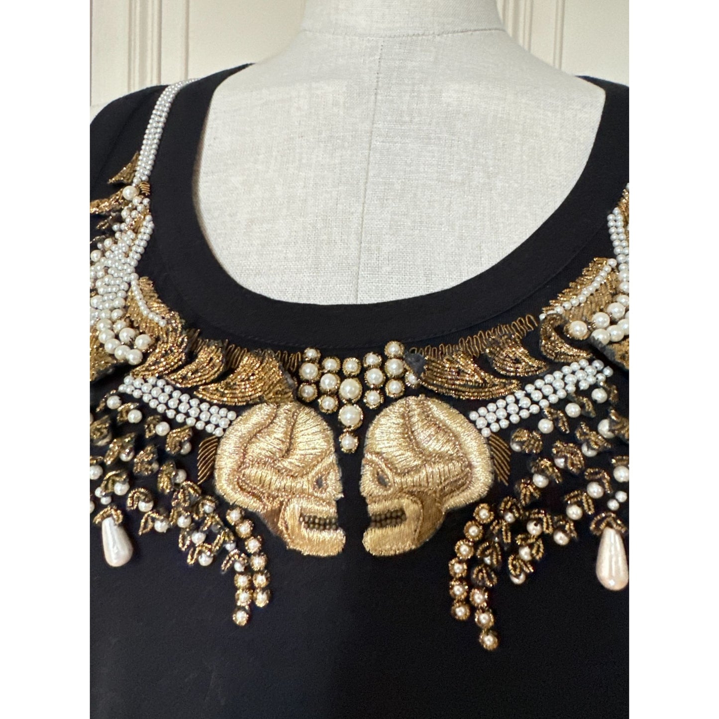 Navy Skulls Embellished Top