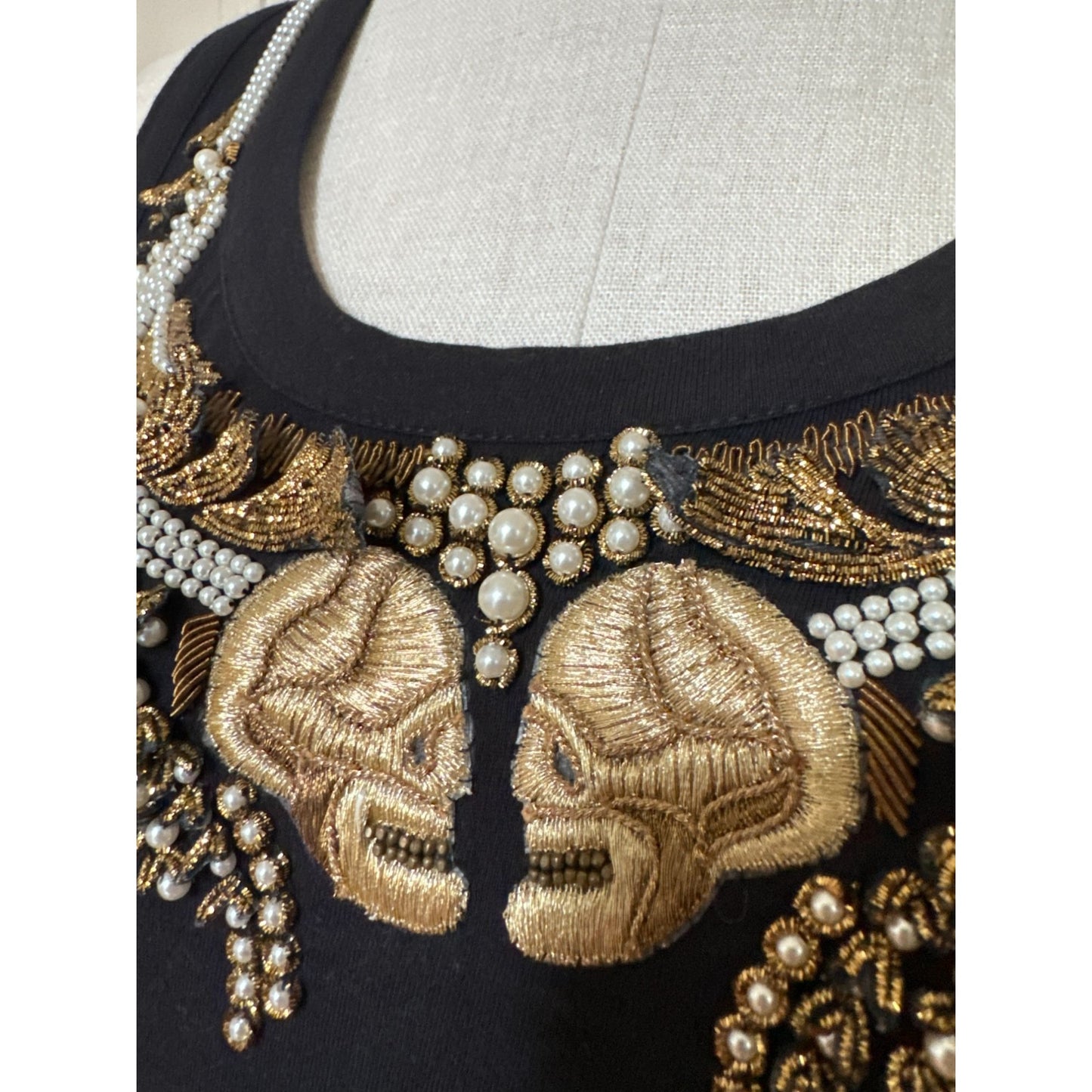 Navy Skulls Embellished Top