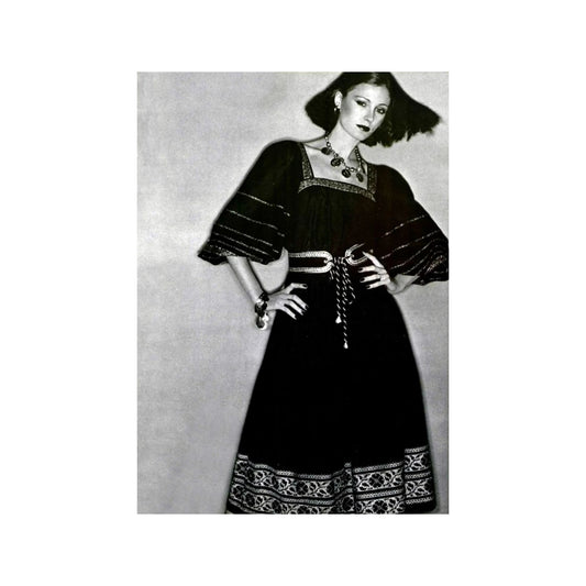 1977 Spanish Peasant Blouse – Black with Gold Embroidery 