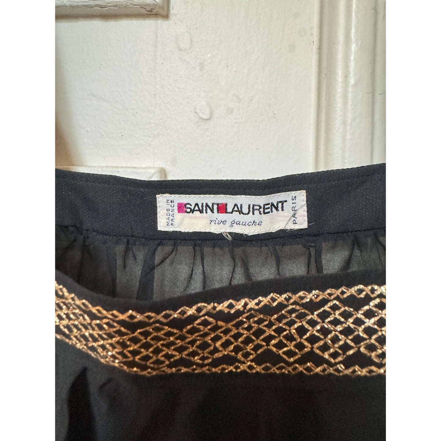 1977 Spanish Peasant Blouse – Black with Gold Embroidery 