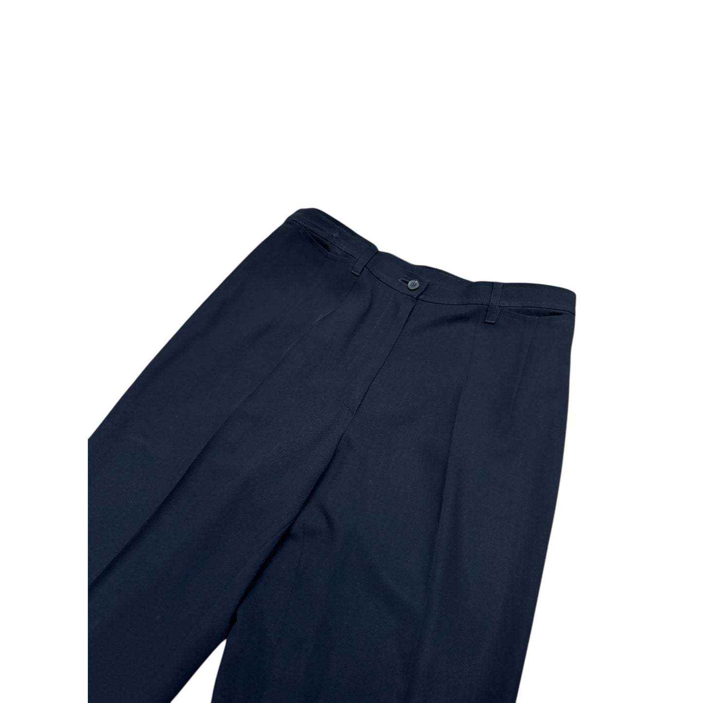 High-Waisted Black Wool Tailored Trousers