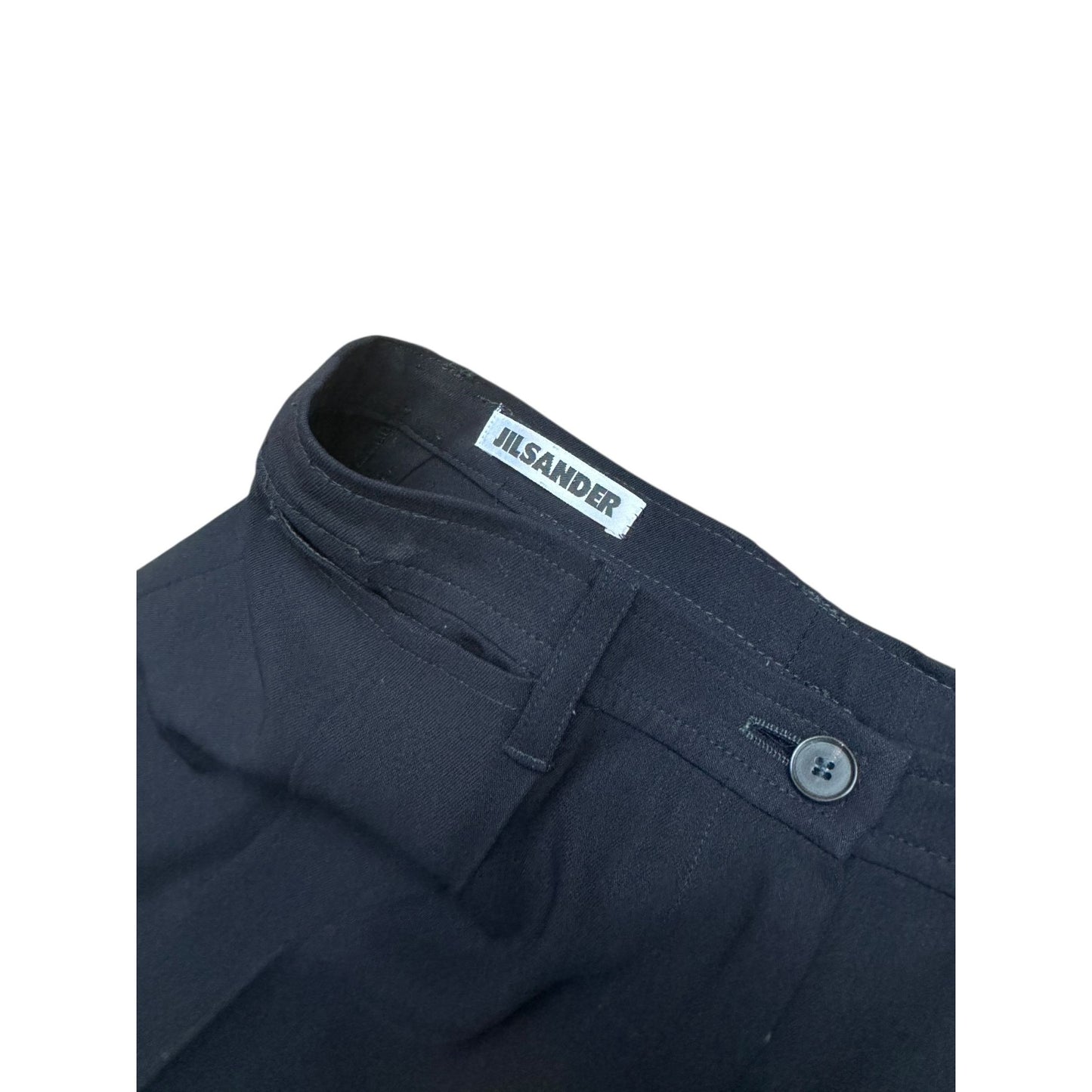 High-Waisted Black Wool Tailored Trousers