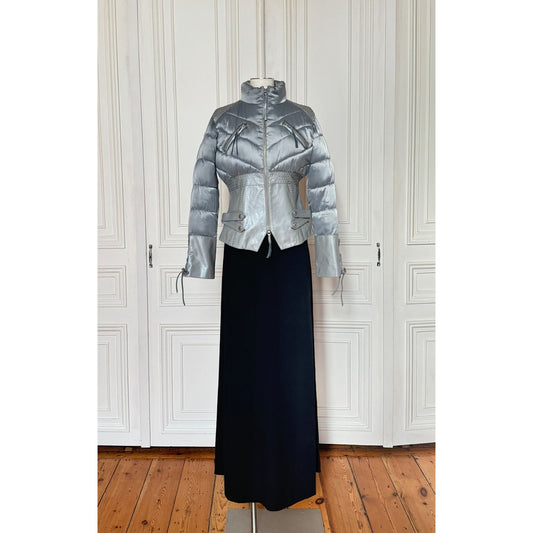 FW 2001 Silver Puffer Corset Leather Jacket
