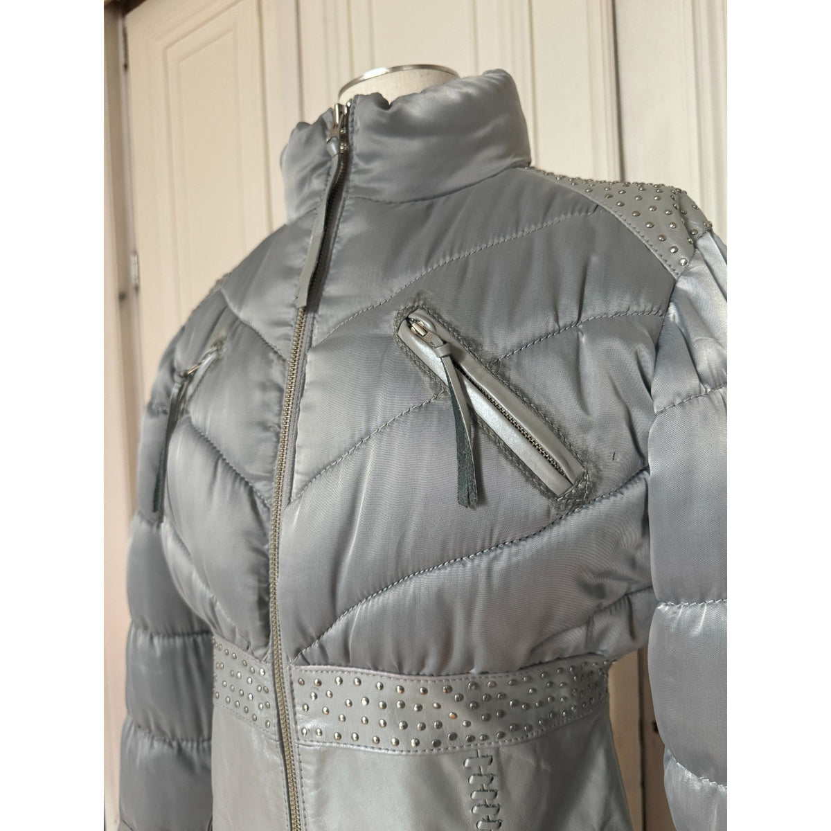 FW 2001 Silver Puffer Corset Leather Jacket