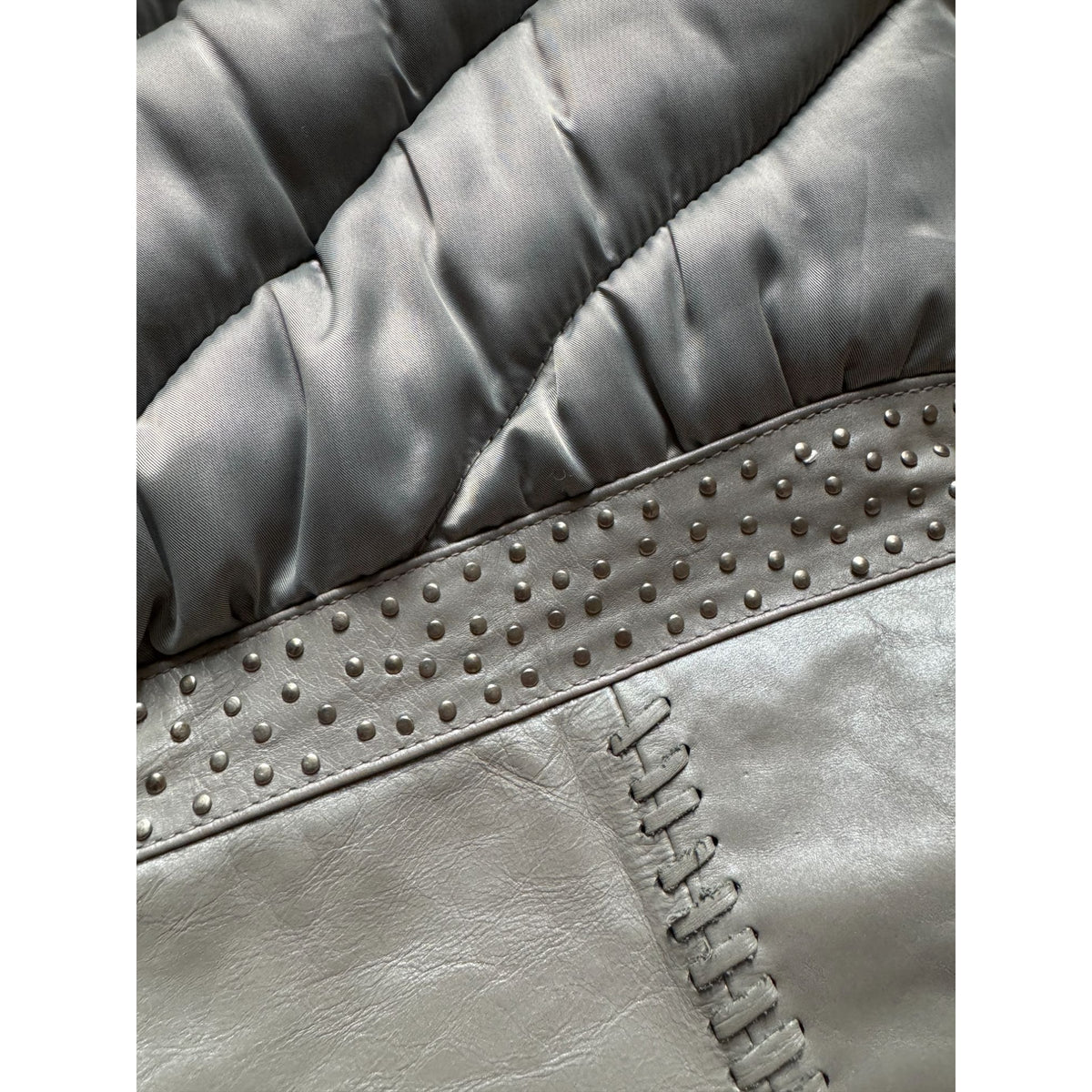 FW 2001 Silver Puffer Corset Leather Jacket