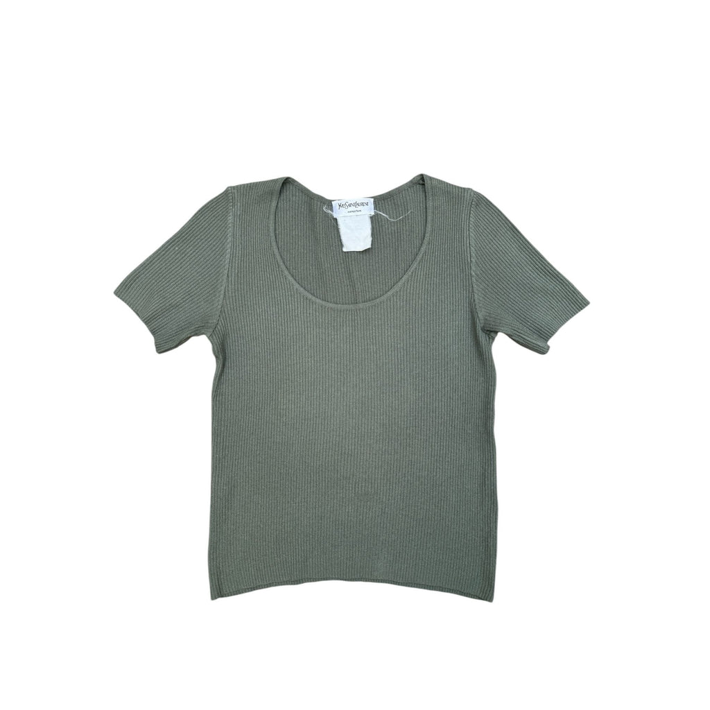 Kaki Knitted Short Sleeves T-shirt