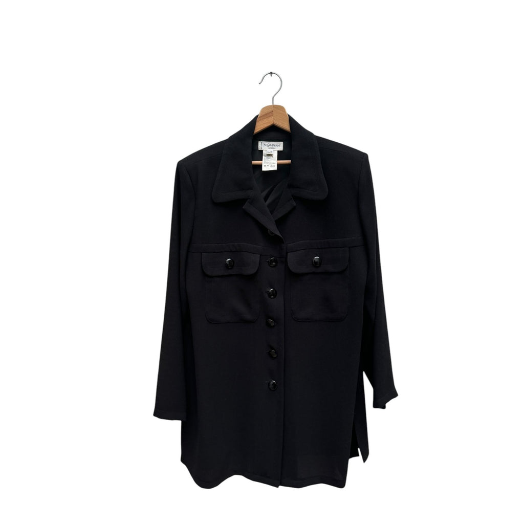 Black Wool Blouse Shirt