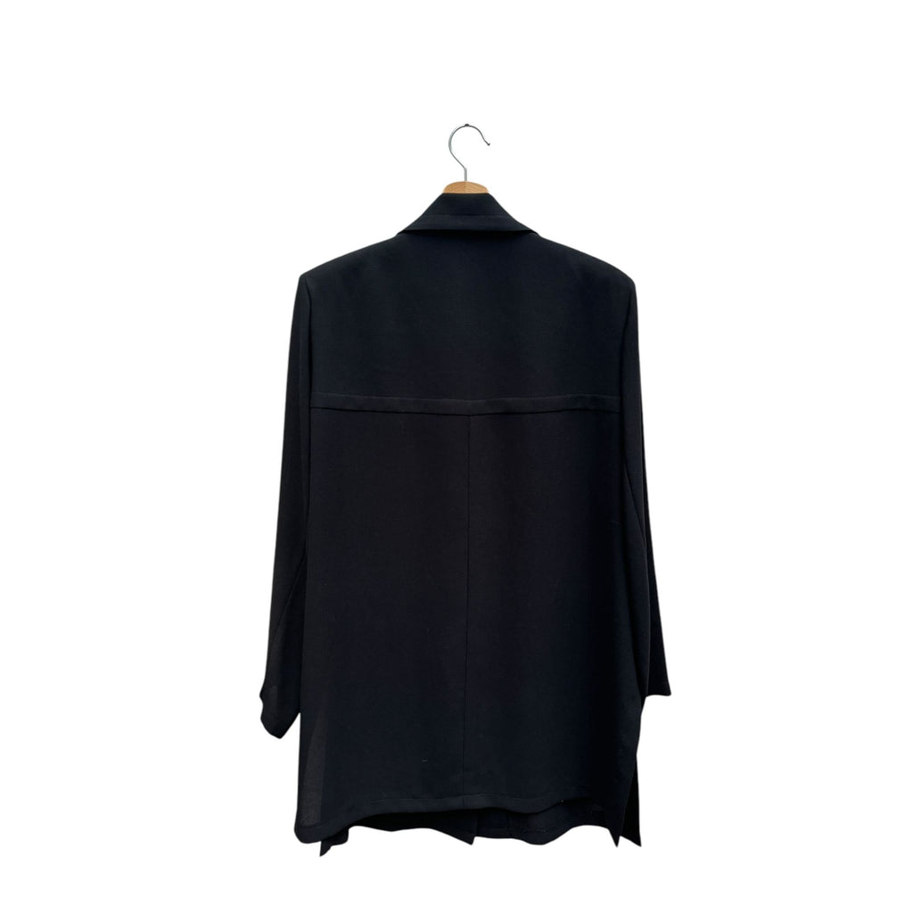 Black Wool Blouse Shirt