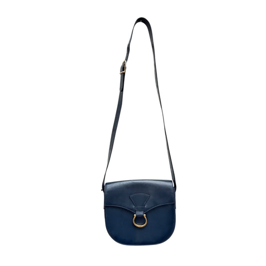 Vintage Navy Leather Shoulder Bag 