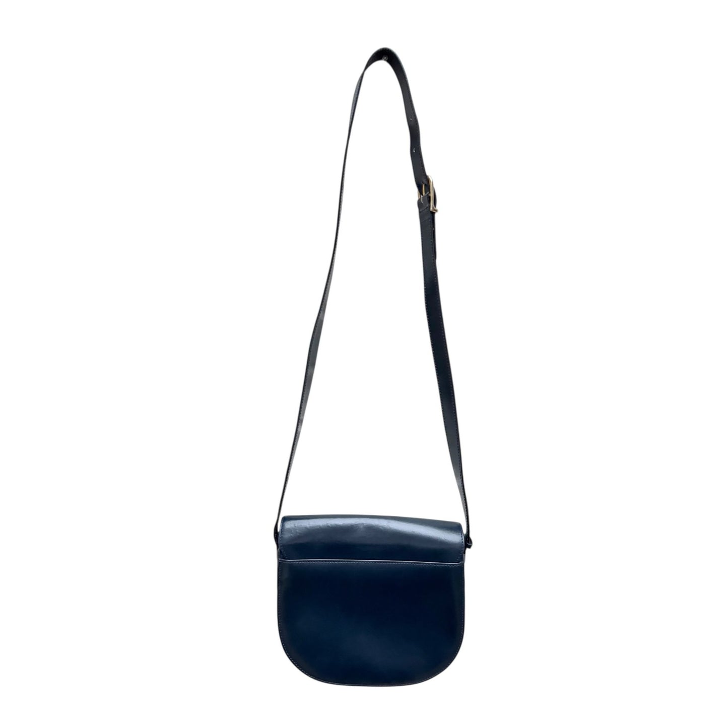 Vintage Navy Leather Shoulder Bag 