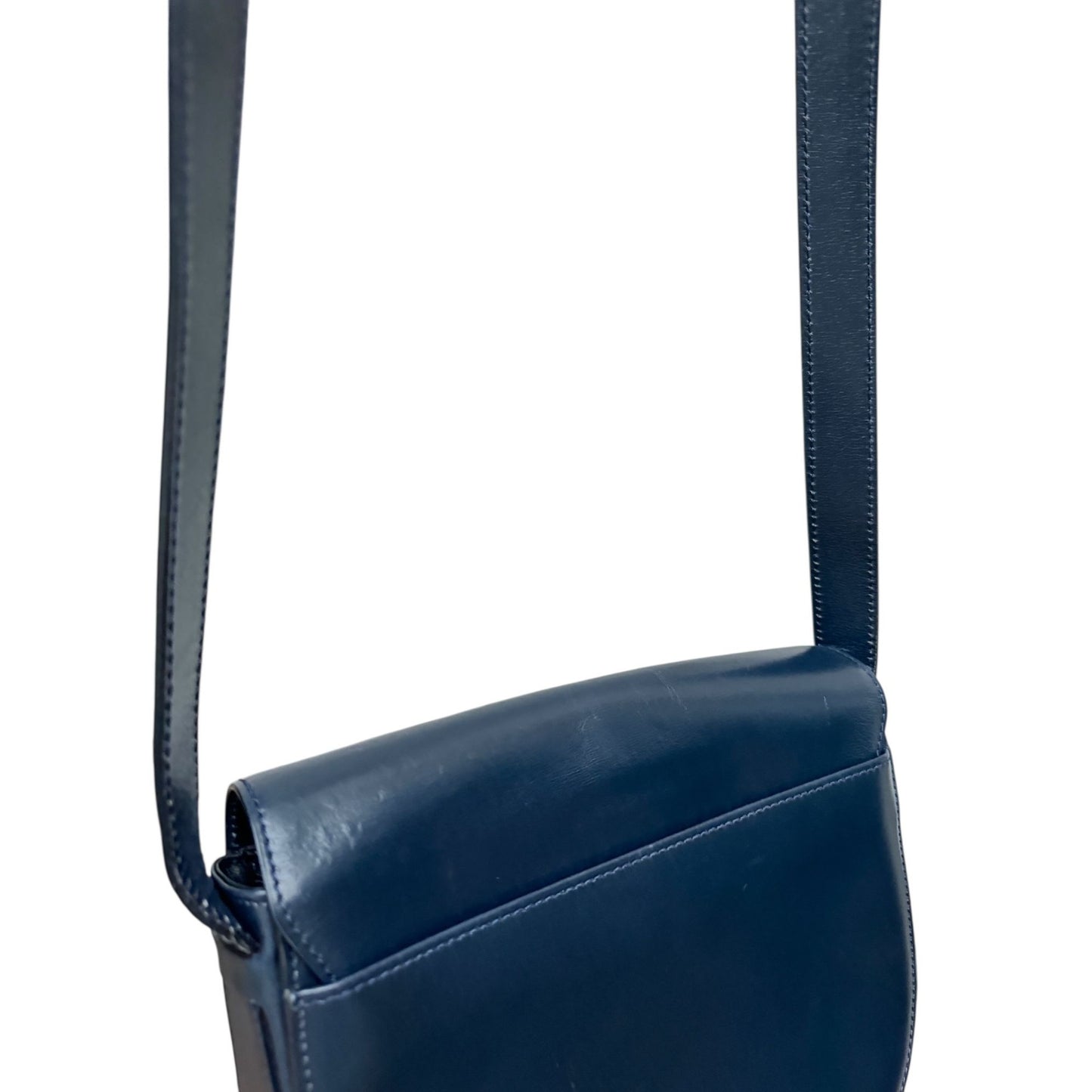 Vintage Navy Leather Shoulder Bag 