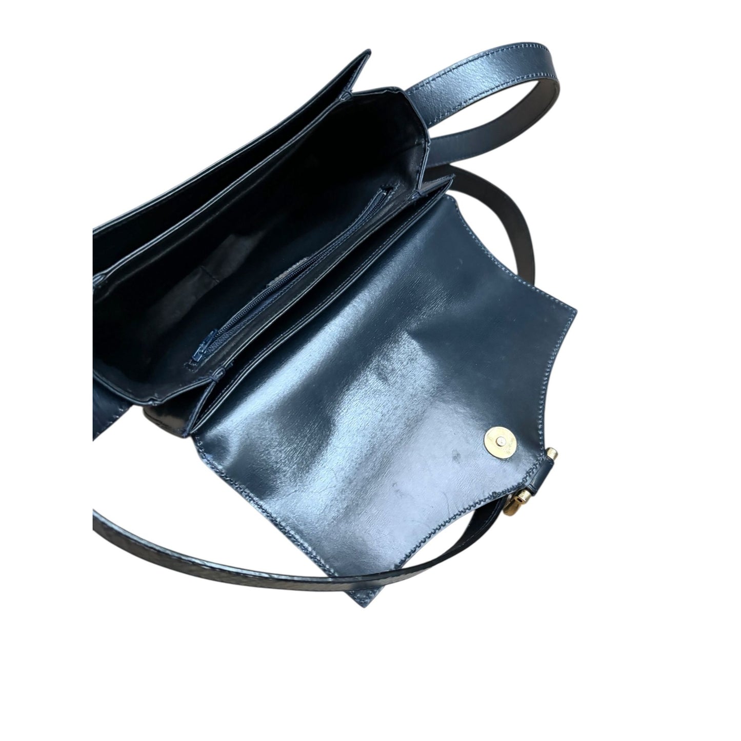 Vintage Navy Leather Shoulder Bag 