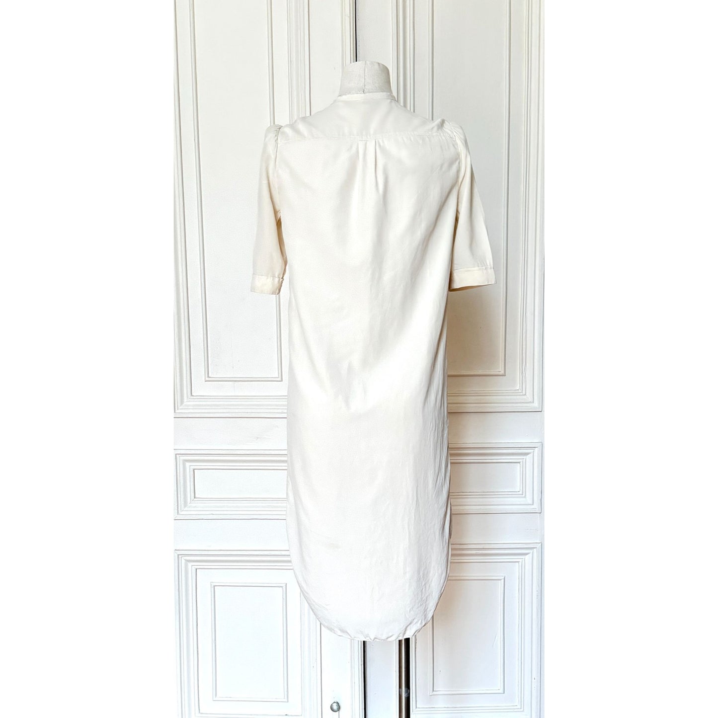 Beige Silk Pleated Dress