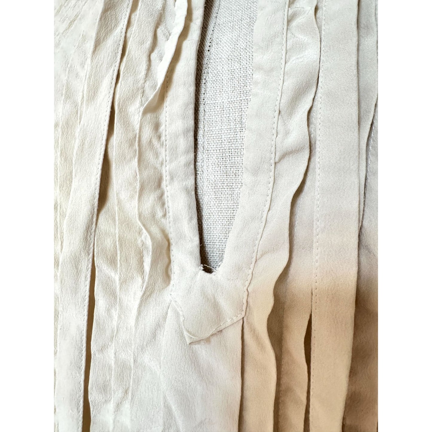 Beige Silk Pleated Dress
