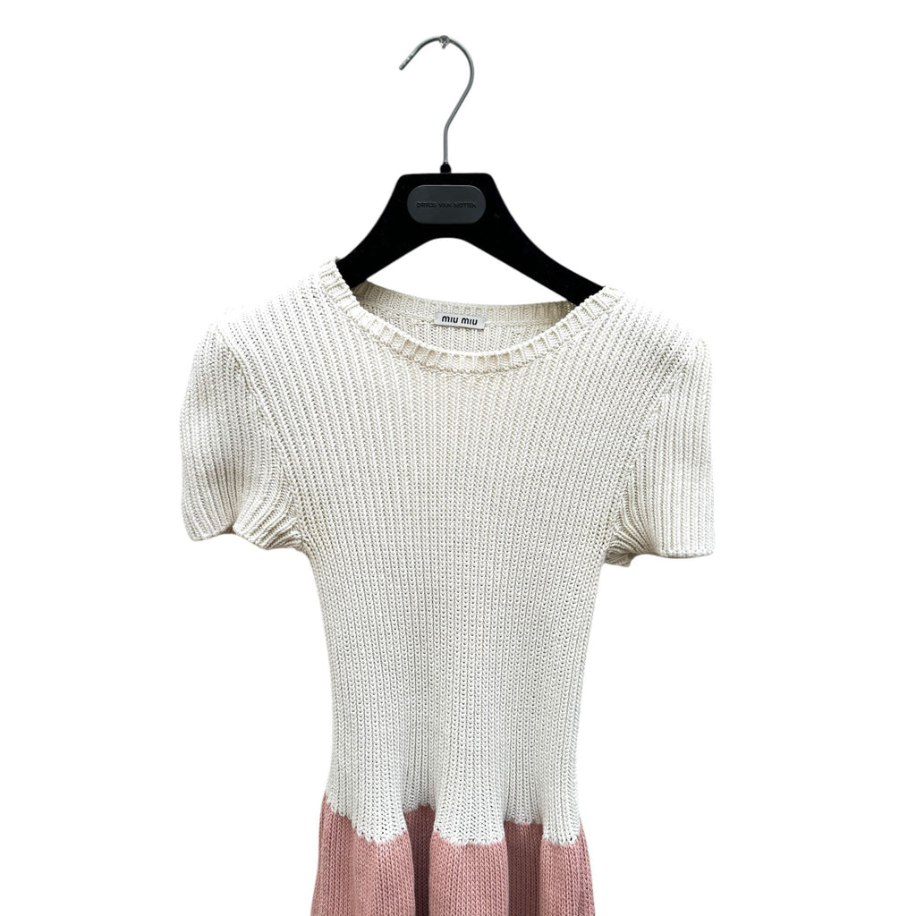 White Pink Knitted Dress