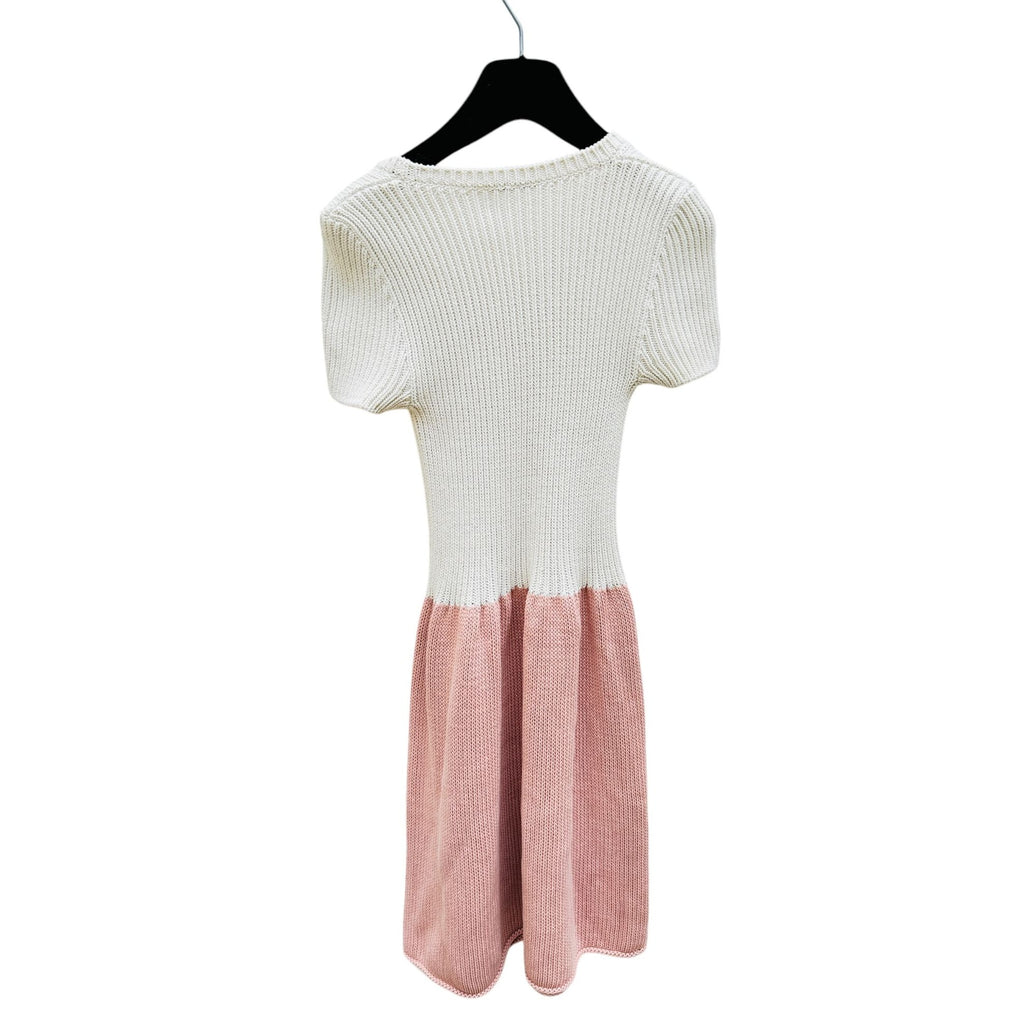 White Pink Knitted Dress