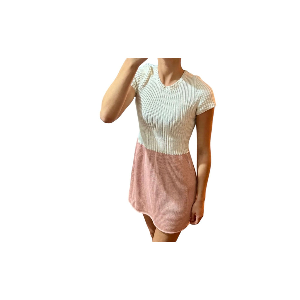 White Pink Knitted Dress