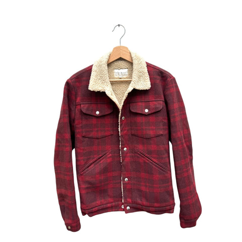 Red Wool check shearling jacket