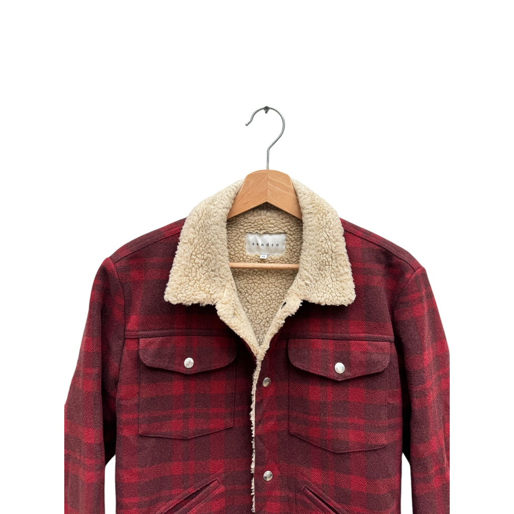 Red Wool check shearling jacket