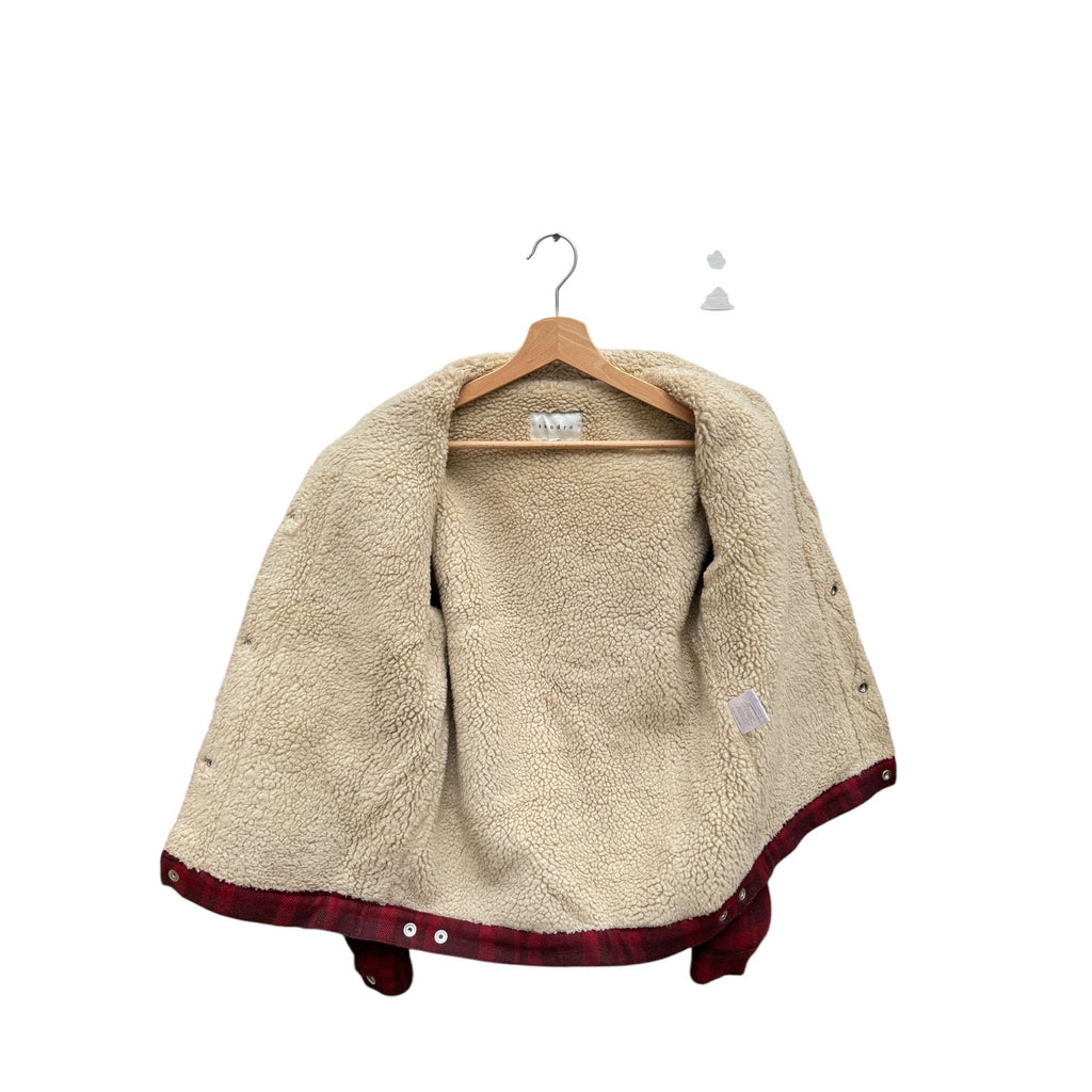 Red Wool check shearling jacket