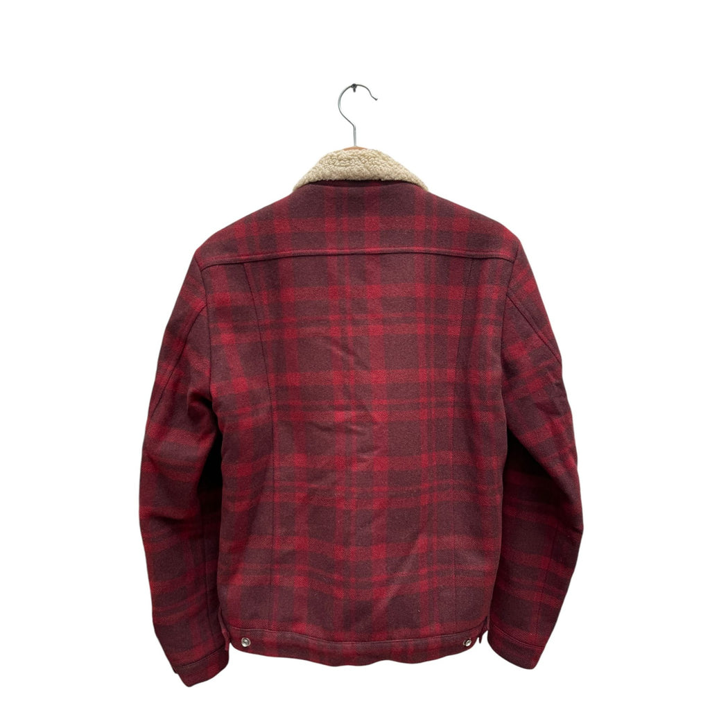 Red Wool check shearling jacket