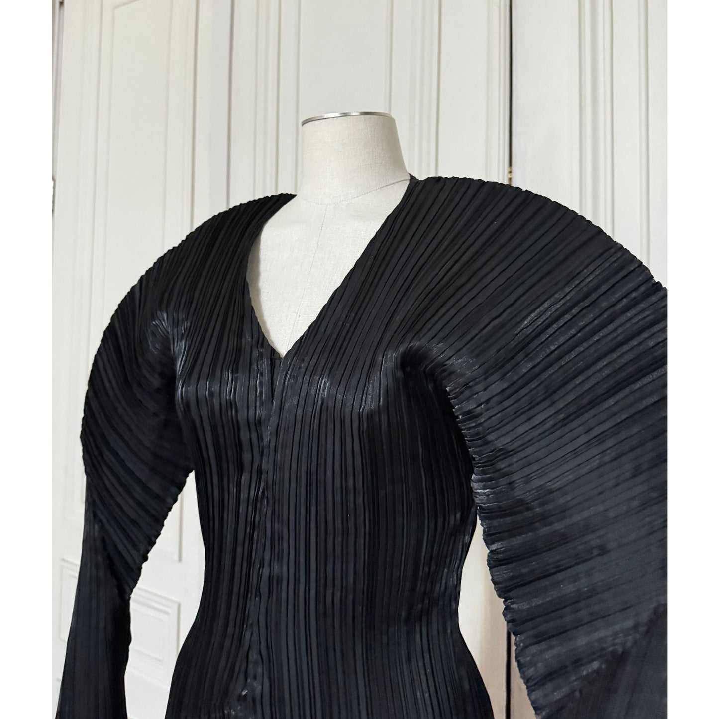 FW 1989 Black Sculptural Pleated Top
